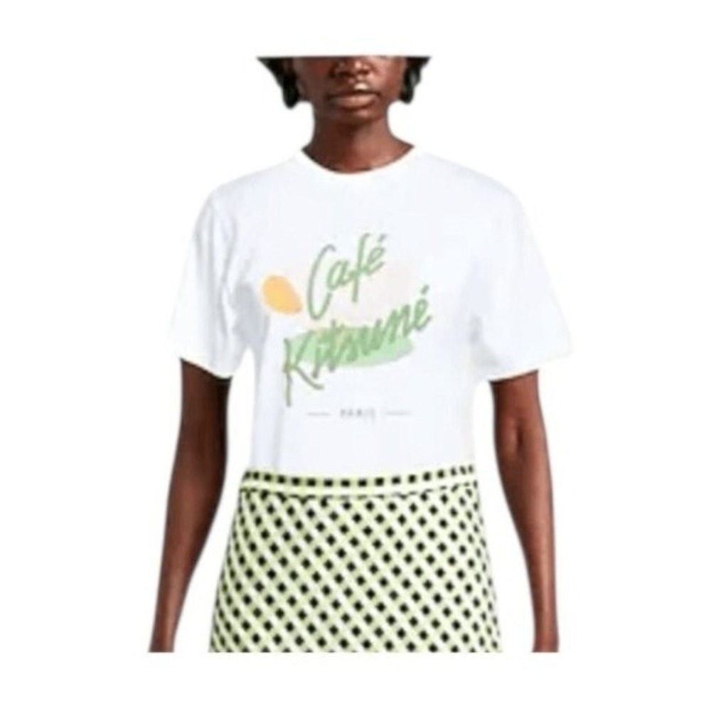 Maison Kitsuné Cafe Kitsuné Graphic Tee White Cotton Knit Crewneck XXL